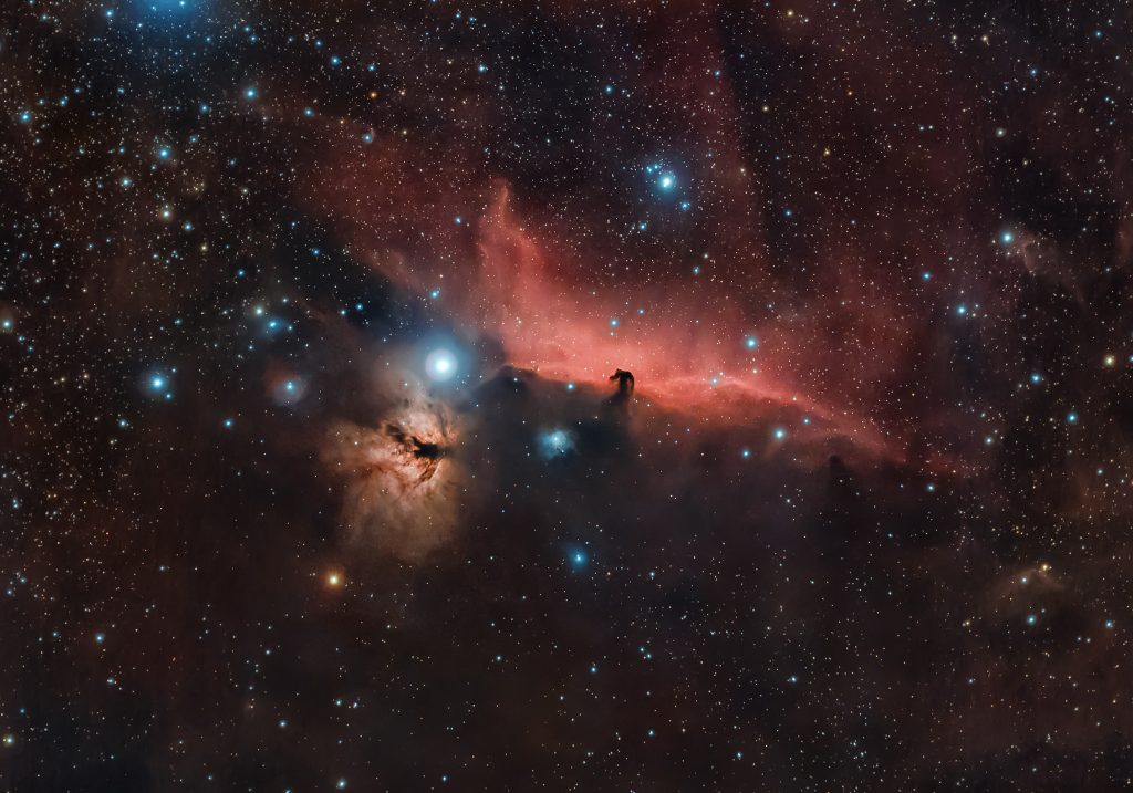 questa immagine è il risultato di tutto il segnale che abbia mai ripreso in questi anni con una reflex sulla Nebulosa Testa di Cavallo, composto quindi da immagini acquisite con strumenti diversi e integrate in un'unica fotografia in un noioso pomeriggio di pioggia!