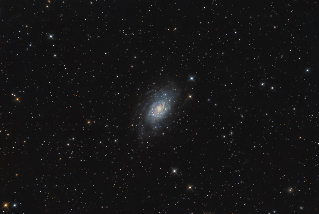 Galassia NGC 2403 nella costellazione della Giraffa si trova una grande galassia distante più di 8 milioni di anni luce da qui. SW 200/800 | AZEQ6-GT Optolong L-pro ASI 294 Remotizzato con Cartes du Ciel ed elaborato con Pixinsight e Photoshop.