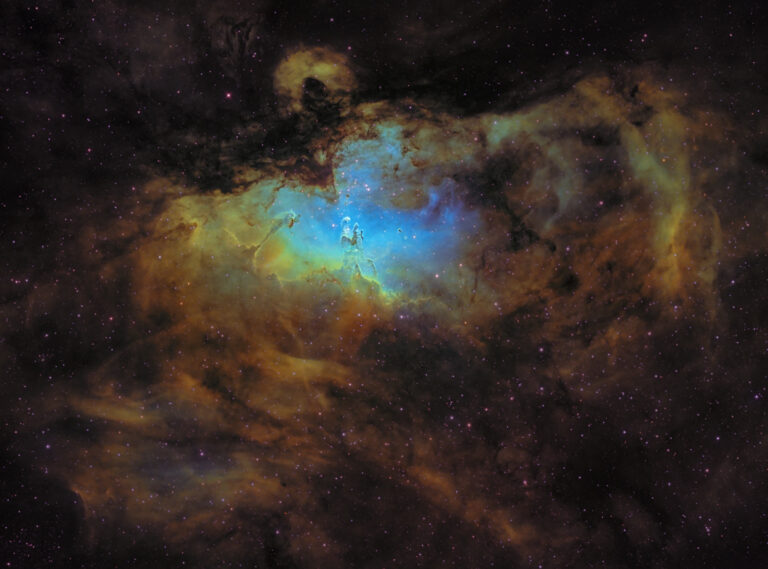 Nebulosa Aquila m 16 Hubble Palette Astrofotografia pilastri della creazione antlia ha oiii sii SHO h-alpha ossigeno zolfo