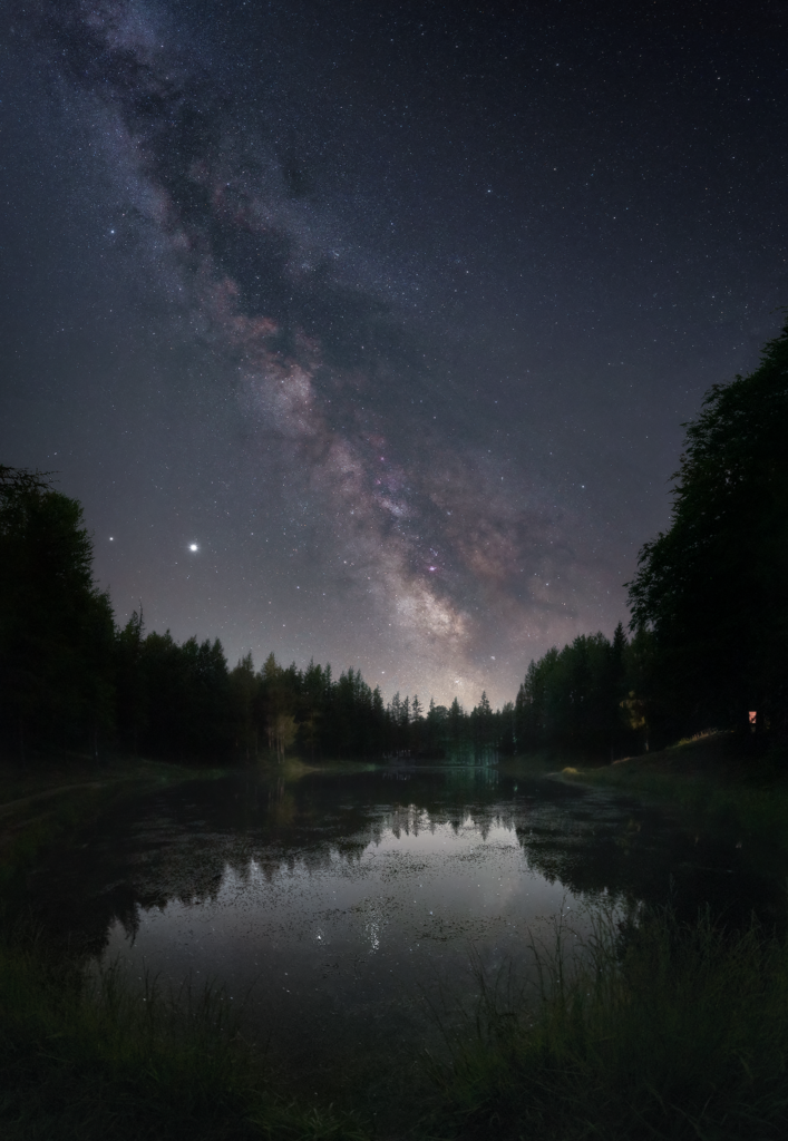 Via Lattea Lago Della Ninfa Panoramica realizzata con Nikon D750 pano astrofotografia nightscapes paesaggistica notturna cimone sestola appennino post produzione sviluppo astro inseguitore star adventurer Astroinseguitore Star Adventurer: fotografie di viaggio e consigli
