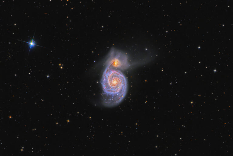 Galassia Vortice M 51 astrofotografia in HaLRGB HDR monocromatica h-alpha zwo asi 294 lucky imaging optolong antlia l-pro rgb whirlpool galaxy m51 messier idrogeno banda stretta