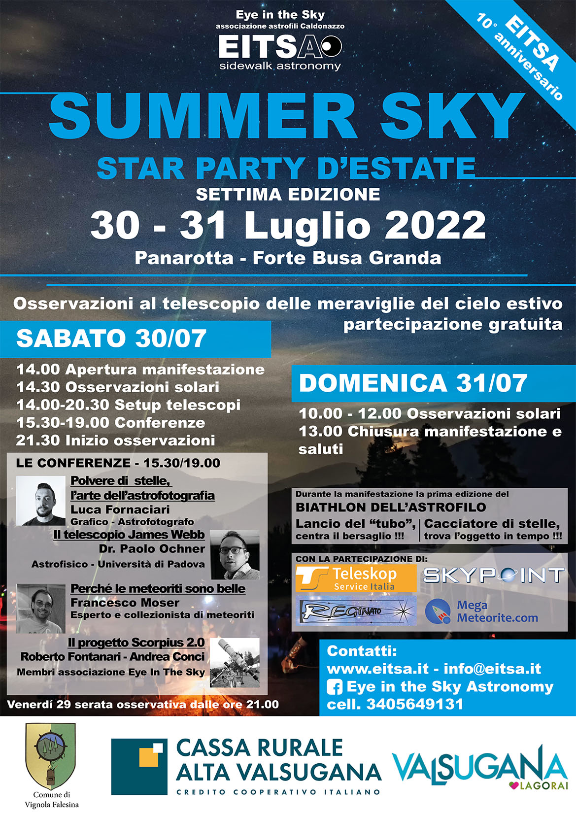 Summersky StarParty d’estate 29-30-31 Luglio 2022 EITSA – Eye in the Sky