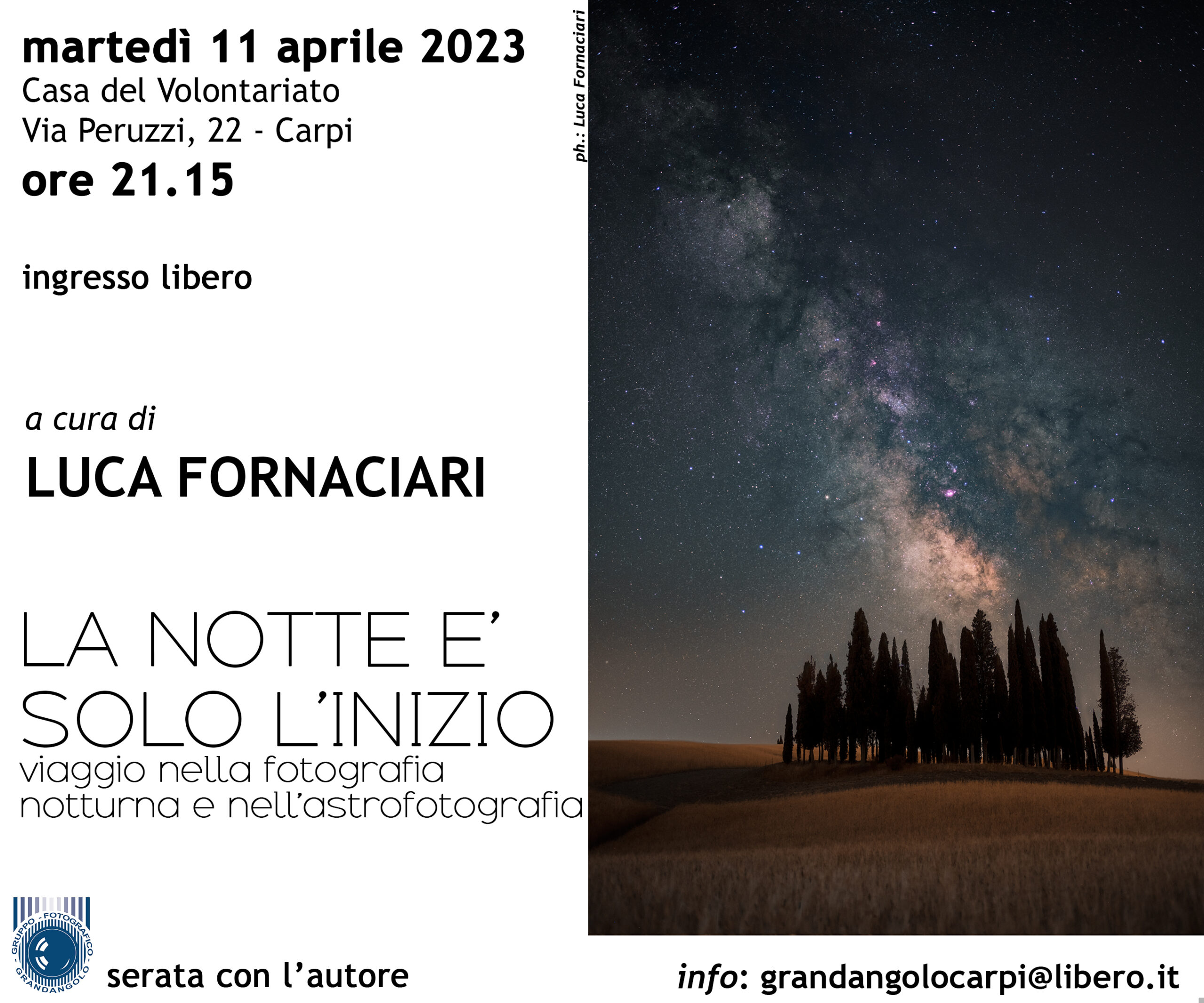 Conferenza di astrofotografia al Circolo Fotografico Grandangolo