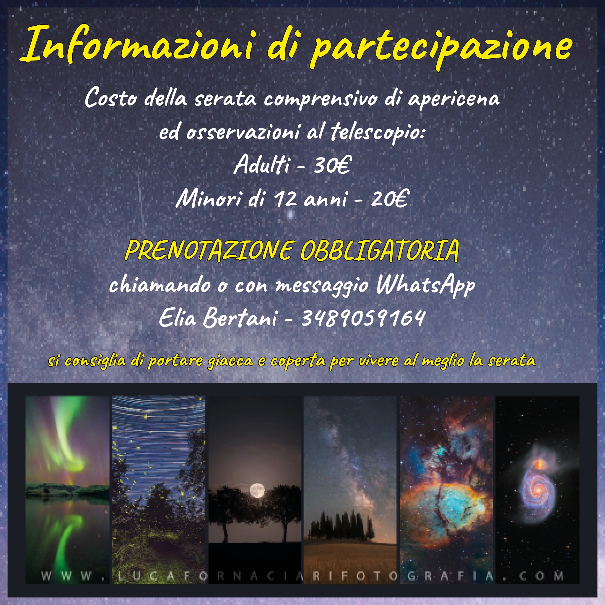 evento orto st'orto di astrofotografia e astronomia con osservazione al telescopio